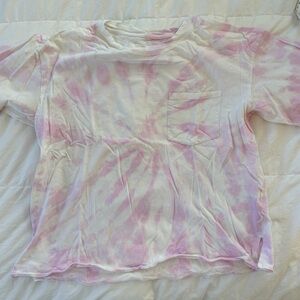 American Eagle Outfitters Pink and White Tie Dye Tee